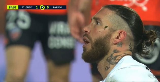 Sergio Ramos after being sent off for PSG