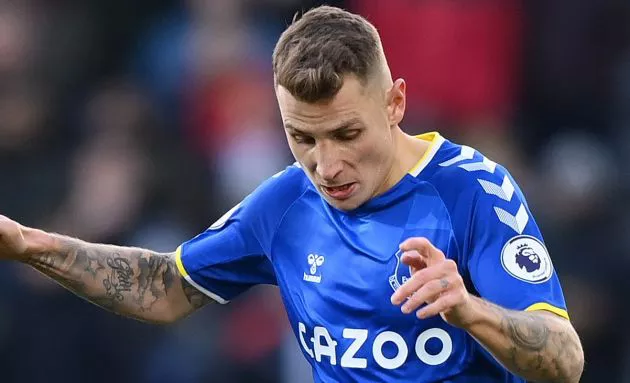 Lucas Digne of Everton is being eyed by Chelsea