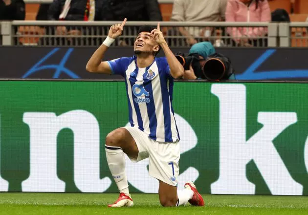 Luis Diaz celebrates a goal