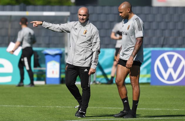 Roberto Martinez Thierry Henry Belgium training session