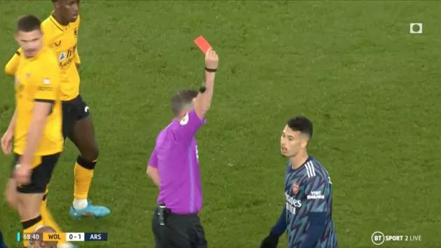 Video - Martinelli red card for Arsenal vs Wolves