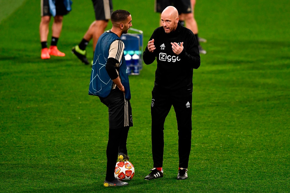 Ajax training Ziyech and Ten Hag Ajax training Ziyech and Ten Hag