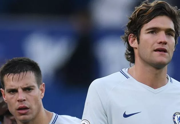 Cesar Azpilicueta and Marcos Alonso of Chelsea