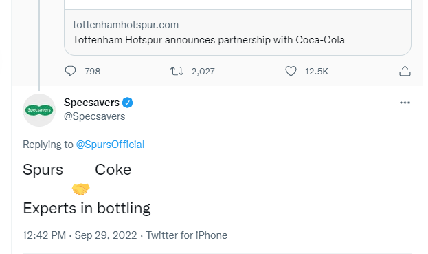 Tottenham trolled as experts at bottling by Specsavers Tottenham trolled as experts at bottling by Specsavers