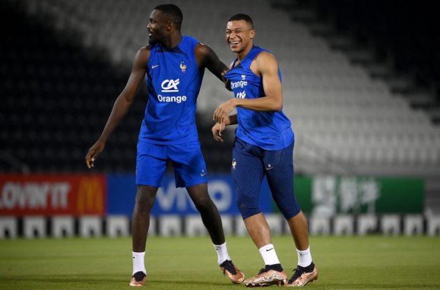 Thuram and Mbappe in France training