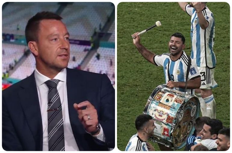 Sergio Aguero lifts World Cup in Argentina kit a la John Terry