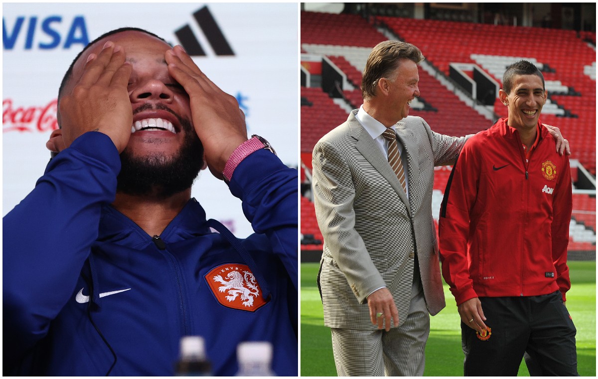 Van Gaal has Depay in hysterics with bizarre comment about Di Maria relationship at Man United | CaughtOffside