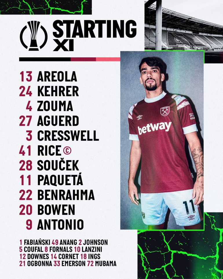 Confirmed West Ham Line Up For AZ Alkmaar Clash