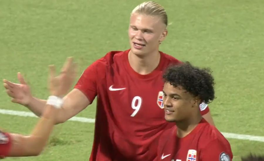 Video Erling Haaland scores brace for Norway with first strike unstoppable