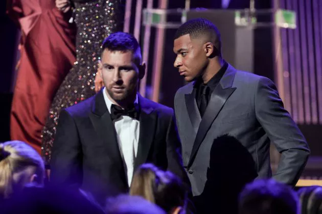 Messi pictured with Mbappe