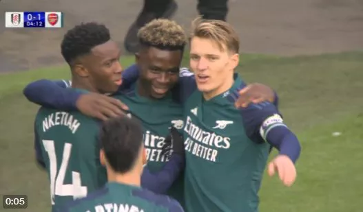 nketiah saka odegaard arsenal fulham