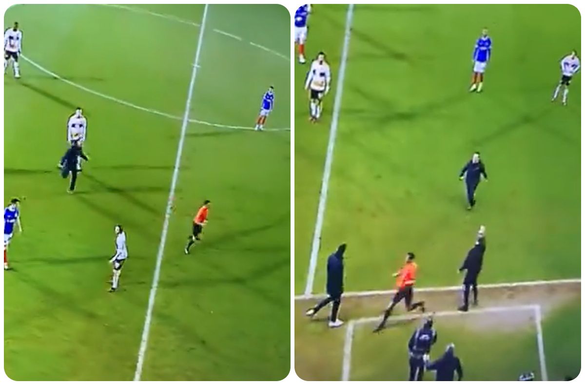 Video: Crazy scenes in League 1 as Port Vale fan chases ref around pitch