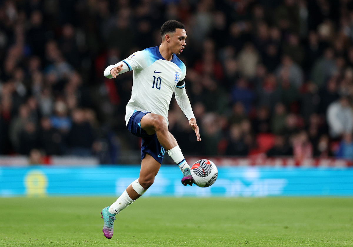Liverpool's Trent Alexander-Arnold in action for England.