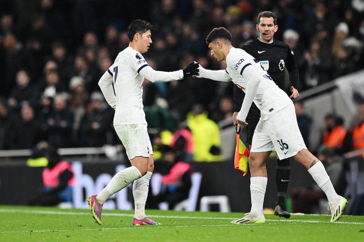 Tottenham striker Alejo Veliz coming on for Son 