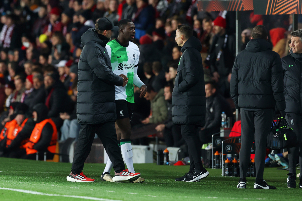 Ibrahima Konate came off injured against Sparta Praha last week