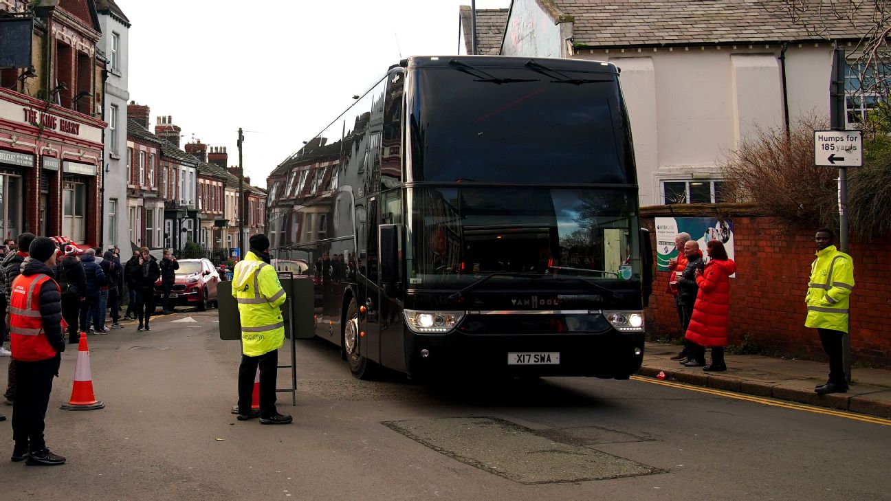 Liverpool fans welcome team bus