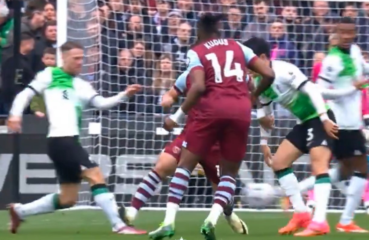 Video: West Ham star lucky to escape red card for dirty tackle on Liverpool’s Alexis Mac Allister