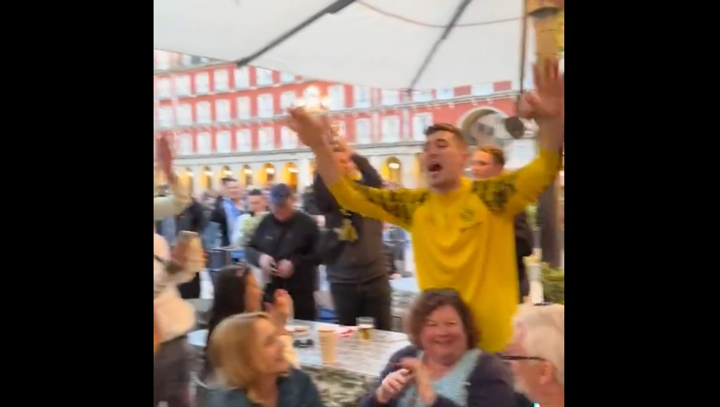 Video: Man City fans in good spirits as they party with Dortmund supporters in Madrid
