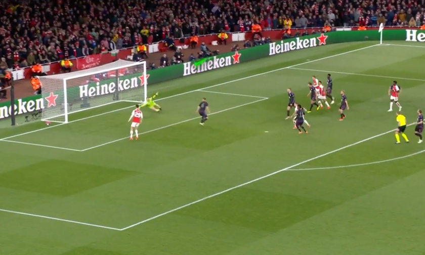 Video: Trossard fires Arsenal level against Bayern to send the Emirates wild
