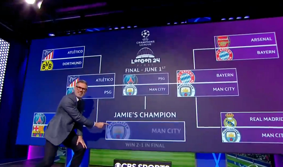 Video: Jamie Carragher predicts “the team with 115 charges” to win the Champions League