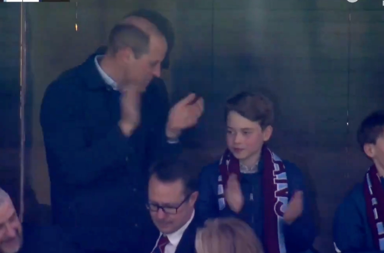 Video: Prince William and Prince George spotted celebrating Ollie Watkins’ goal at Villa Park