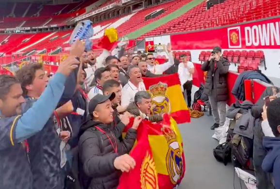 Video: Real Madrid fans arrive at… Old Trafford