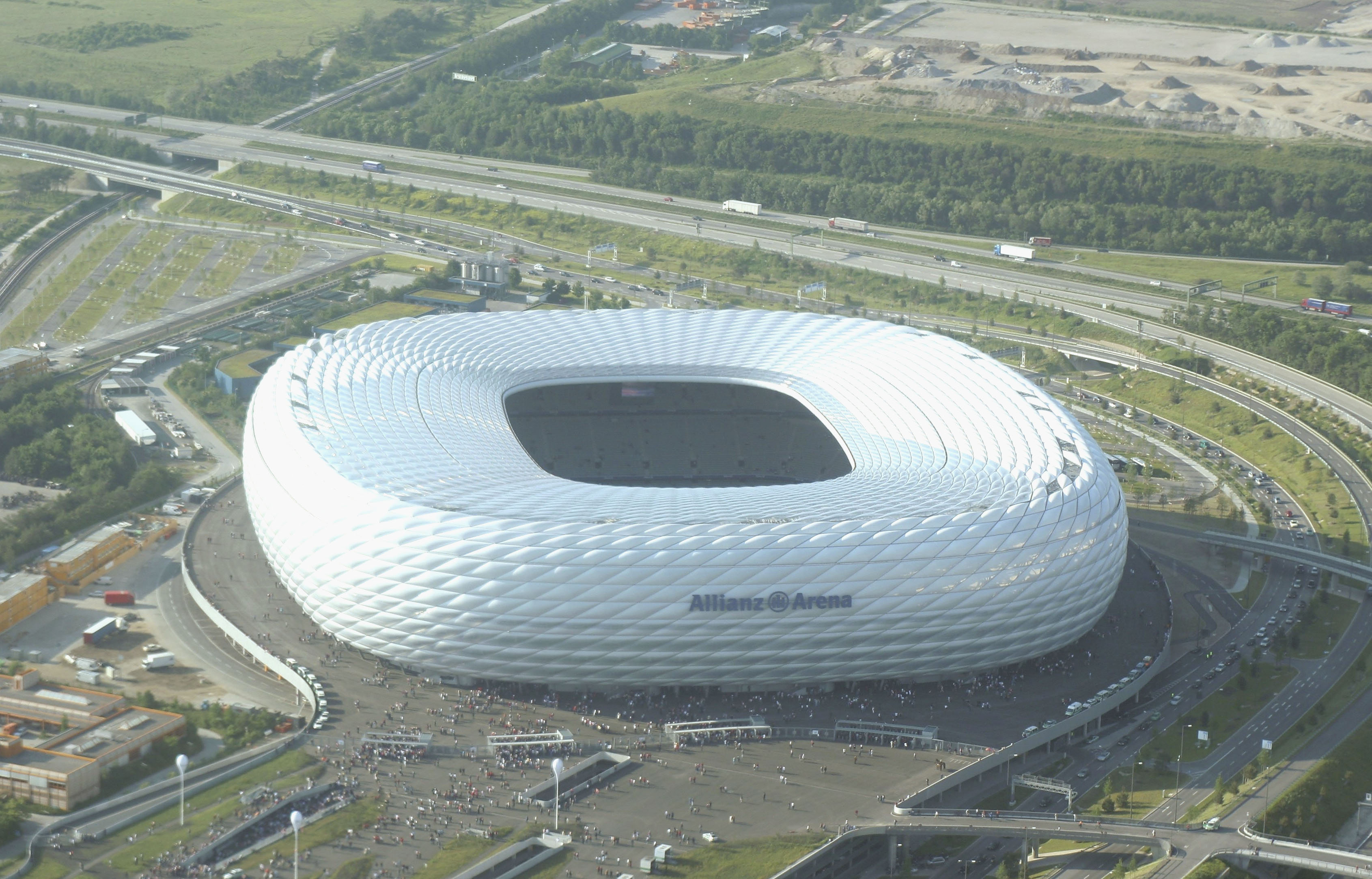 An aerial view of the Allianz Arena