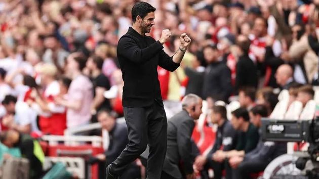 Mikel Arteta on the touchline against Bournemouth.