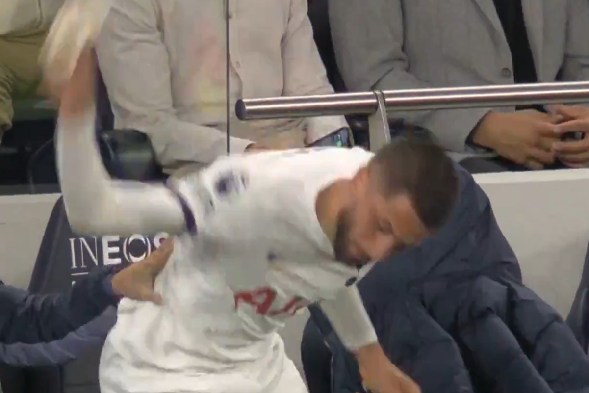 Video: Tottenham star goes mental after being subbed as 26-year-old kicks bench