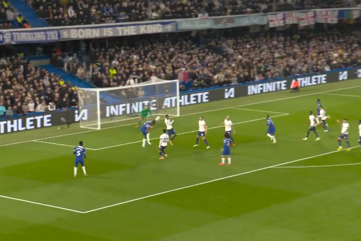 Video: Tottenham concede another set piece goal, outstanding header from Chelsea star