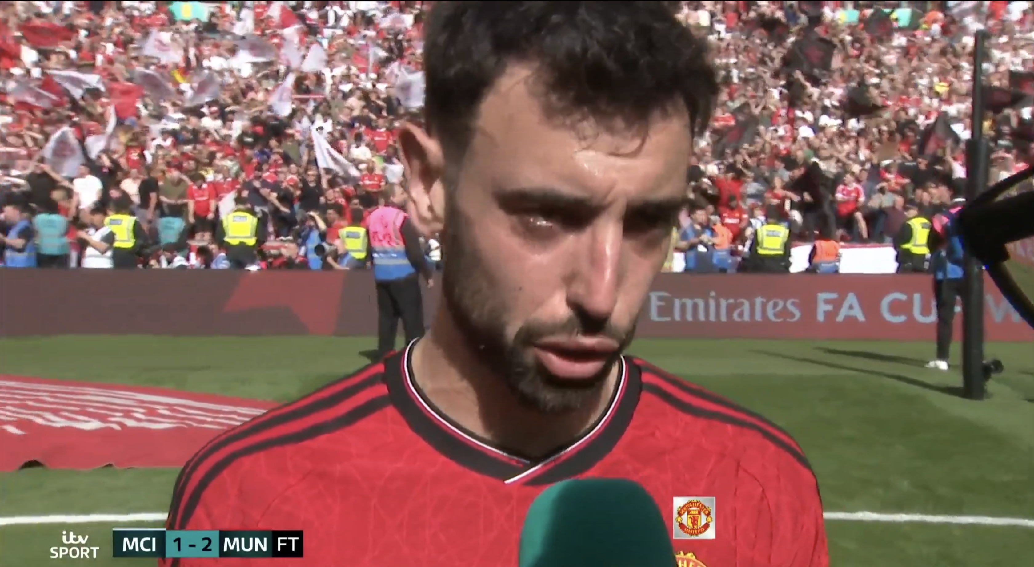 (Video) Tearful Bruno Fernandes says Man United fans deserve FA Cup win more than the players