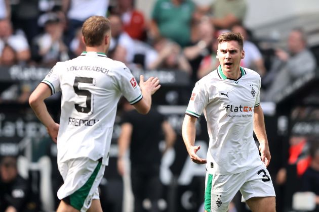 Max Wober photographed during the Bundesliga match between Borussia Mönchengladbach and Borussia Dortmund at Borussia Park Stadium on April 13, 2024.