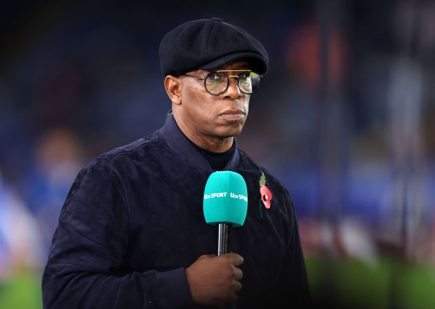 Ian Wright pictured working for ITV sport ahead of the UEFA Womens Nations League match between England and Belgium at The King Power Stadium on October 27, 2023