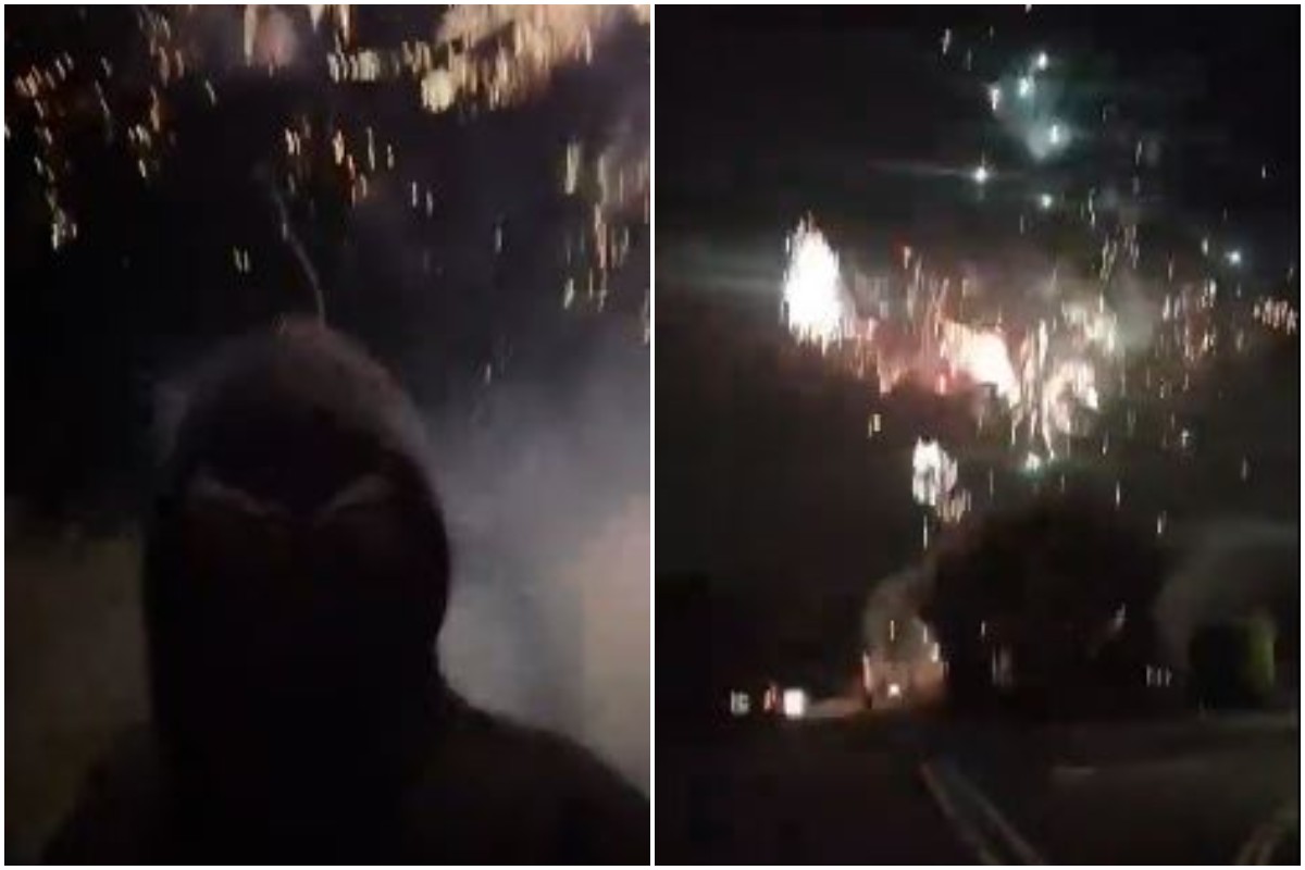 Video: Arsenal Ultras set off fireworks outside Man City hotel at 2am ahead of crucial clash vs Spurs
