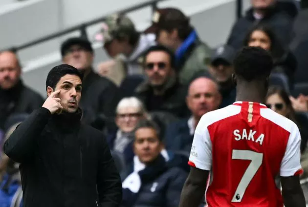 spurs 2-3 arsenal arteta and saka