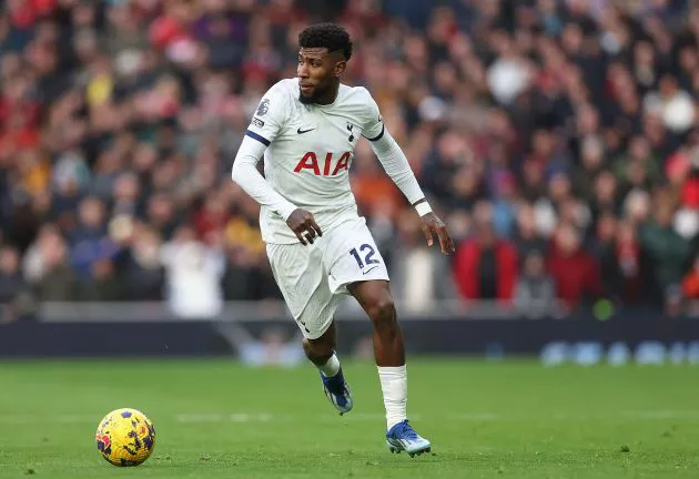 Emerson Royal pictured playing for Tottenham Hotspur against Bournemouth in the Premier League on December 31, 2023.