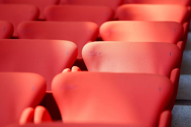 A close-up photos of some seats at Munich's Allianz Arena