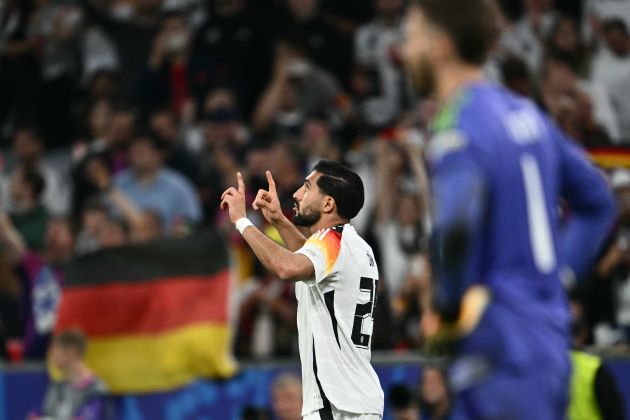 Emre Can pictured celebrating after scoring for Germany in a 5-1 win over Scotland at Euro 2024