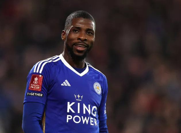 Kelechi Iheanacho of Leicester City looks on during the Emirates FA Cup Fifth Round match between AFC Bournemouth and Leicester City at Vitality Stadium on February 27, 2024.