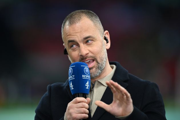 Joe Cole presents for Channel 4 prior to the international friendly match between England and Brazil at Wembley Stadium on March 23, 2024