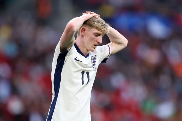 Anthony Gordon of England reacts during the international friendly match between England and Iceland at Wembley Stadium on June 07, 2024