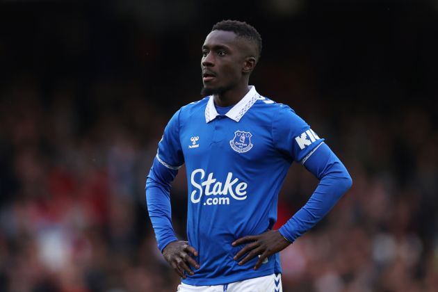 Idrissa Gueye of Everton looks on during the Premier League match between Everton FC and Brentford FC at Goodison Park on April 27, 2024 .