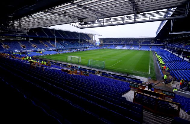 A general view of the inside of the stadium prior to the Premier League match between Everton FC and West Ham United at Goodison Park on March 02, 2024 in Liverpool, England.