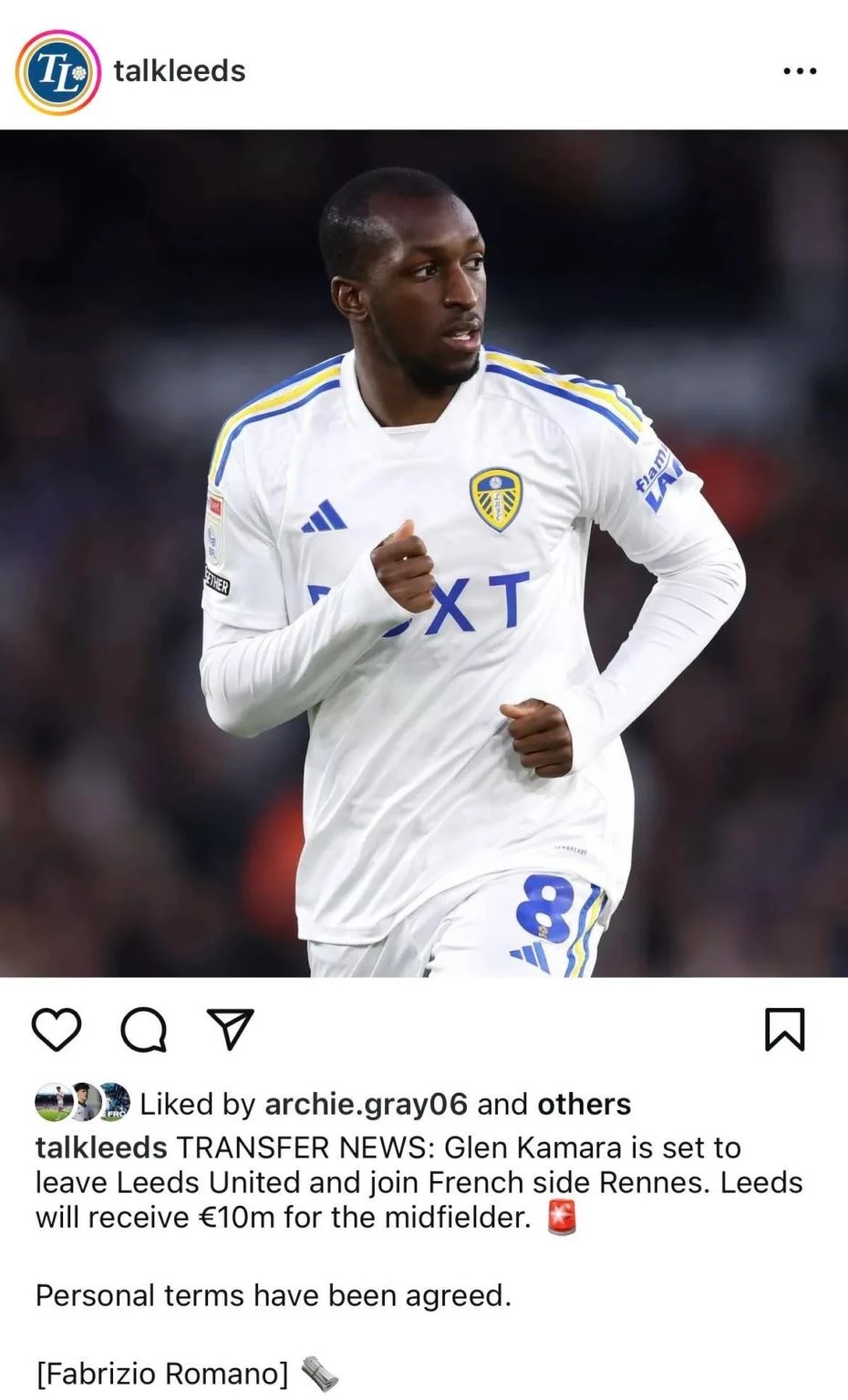 Archie Gray Instagram Leeds United