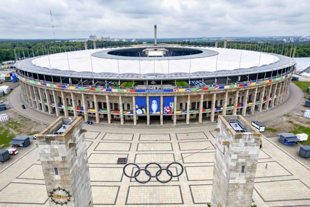 A photo taken from outside of Berlin's Olympic Stadium during Euro 2024