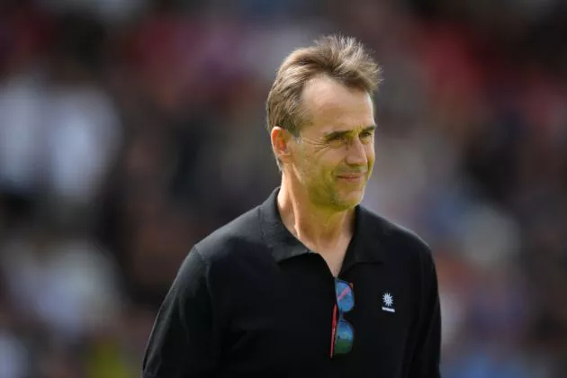 Julen Lopetegui, Manager of West Ham United looks on during a Pre-Season Friendly match between Dagenham & Redbridge and West Ham United at Chigwell Construction Stadium on July 20, 2024 in Dagenham, England.