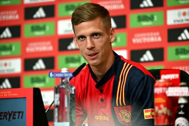 Spain's forward #10 Daniel Olmo attends a press conference at the team's base camp in Donaueschingen on July 12, 2024, ahead of the UEFA Euro 2024 final football match between Spain and England.