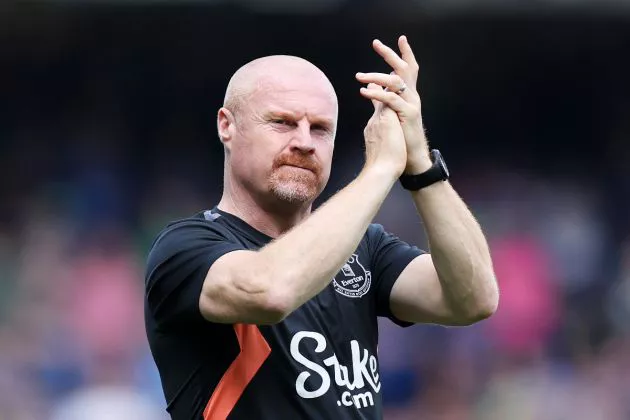 Sean Dyche, Manager of Everton, applauds the fans following the team's victory during the Premier League match between Everton FC and Sheffield United at Goodison Park on May 11, 2024 in Liverpool, England.