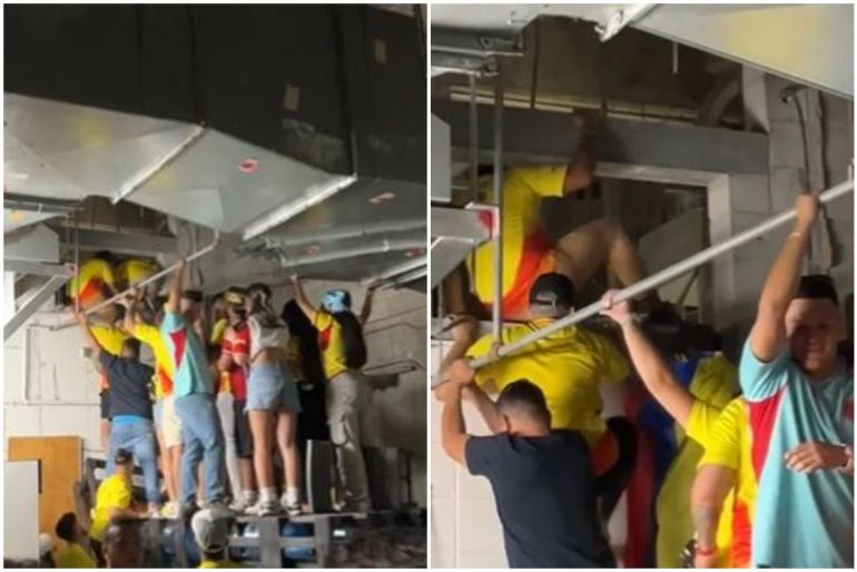 Fans entering Copa America final through a vent - video