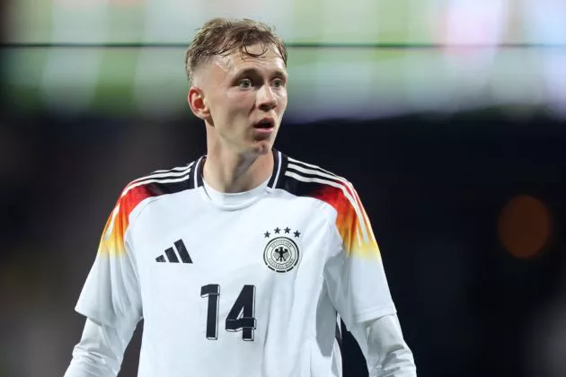 Maximilian Beier of Germany reacts during the international friendly match between Germany and Ukraine at Max-Morlock-Stadion on June 03, 2024 in Nuremberg, Germany.